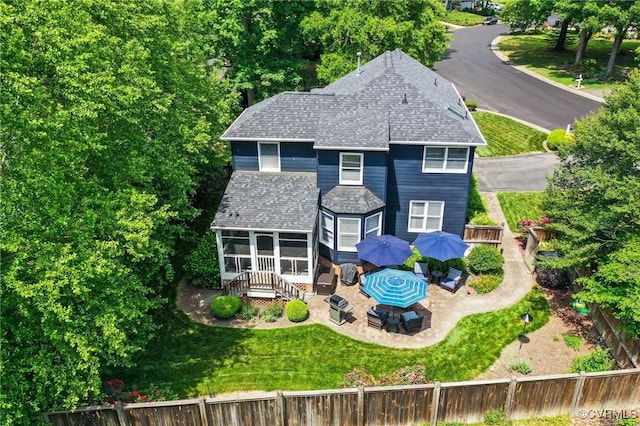 11602 Hardwood Dr, Midlothian, VA 23114 - view of front of home featuring a sunroom, roof with shingles, and a patio