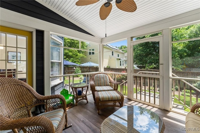 11602 Hardwood Dr, Midlothian, VA 23114 - sunroom / solarium with ceiling fan, healthy amount of natural light, and lofted ceiling