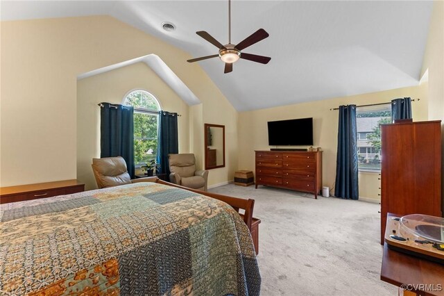 11602 Hardwood Dr, Midlothian, VA 23114 - carpeted bedroom featuring lofted ceiling, ceiling fan, and baseboards