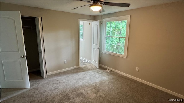 110 Carbe Ct, Richmond, VA 23236 - unfurnished bedroom with baseboards, carpet flooring, a closet, and ceiling fan