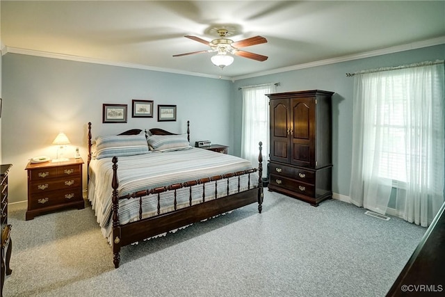 4329 Stebbins St, Chester, VA 23831 - bedroom with ornamental molding, baseboards, light colored carpet, and a ceiling fan