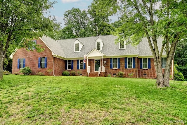 4329 Stebbins St, Chester, VA 23831 - cape cod house with crawl space, a front yard, brick siding, and roof with shingles