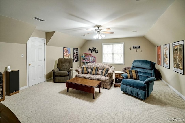 4329 Stebbins St, Chester, VA 23831 - living area with carpet floors, vaulted ceiling, ceiling fan, and baseboards