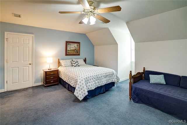 4329 Stebbins St, Chester, VA 23831 - bedroom featuring dark colored carpet, lofted ceiling, baseboards, and a ceiling fan