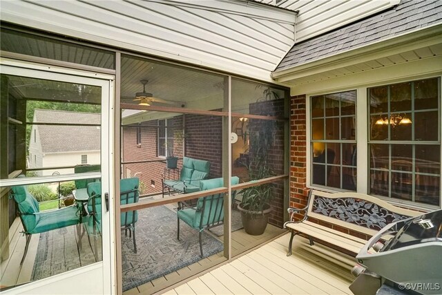 4329 Stebbins St, Chester, VA 23831 - sunroom / solarium featuring a ceiling fan