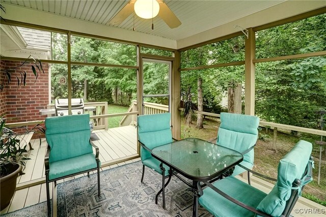4329 Stebbins St, Chester, VA 23831 - sunroom with ceiling fan and outdoor dining space