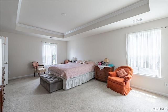 8421 Eden St, Henrico, VA 23228 - carpeted bedroom with ornamental molding, a raised ceiling, and baseboards