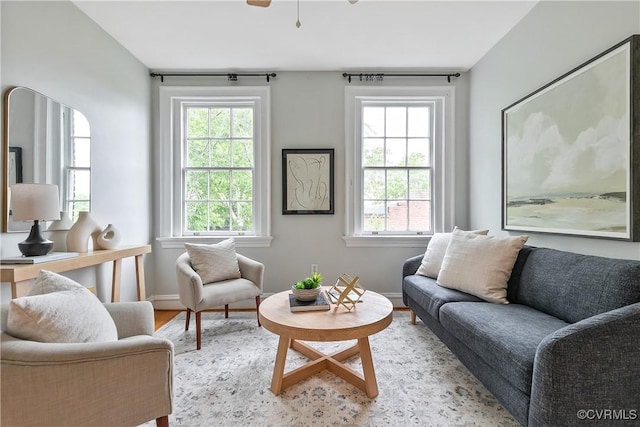 601 Roseneath Rd Unit U11, Richmond, VA 23221 - living area featuring wood finished floors, baseboards, and ceiling fan