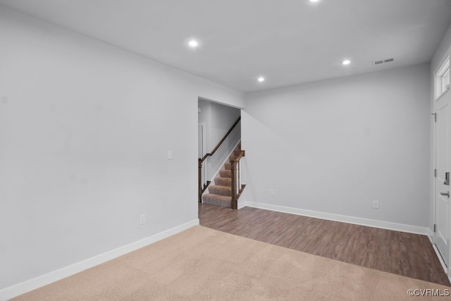 8136 Fedora Dr, Chesterfield, VA 23838 - spare room with recessed lighting, stairs, baseboards, and carpet floors