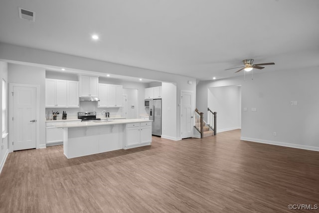8136 Fedora Dr, Chesterfield, VA 23838 - kitchen with appliances with stainless steel finishes, under cabinet range hood, a sink, open floor plan, and recessed lighting