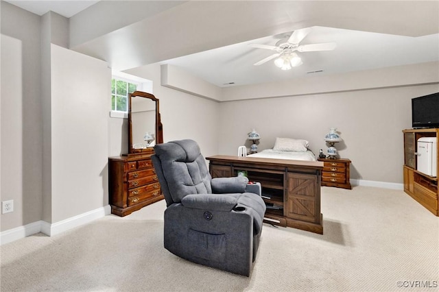 8413 Chandon Ct, Chesterfield, VA 23838 - office area featuring light carpet, baseboards, and a ceiling fan
