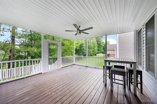 deck featuring ceiling fan