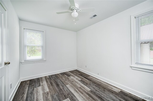 27 Medlock Rd, Sandston, VA 23150 - unfurnished room featuring dark wood-style flooring, baseboards, and a ceiling fan