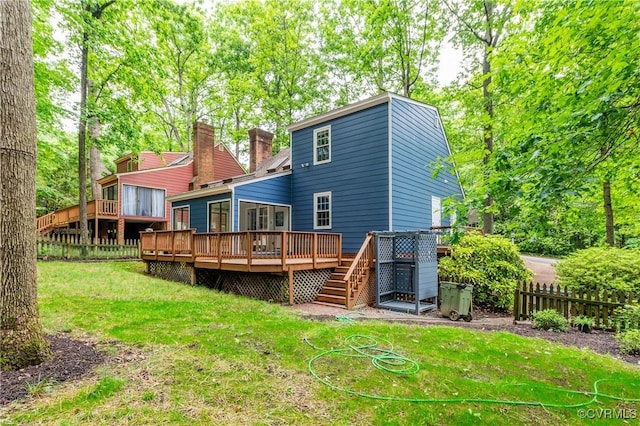 5905 Willow Creek Way, Richmond, VA 23225 - back of property featuring a deck and a chimney
