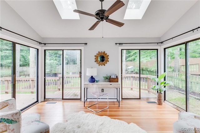 5905 Willow Creek Way, Richmond, VA 23225 - sunroom with vaulted ceiling, a skylight, and plenty of natural light