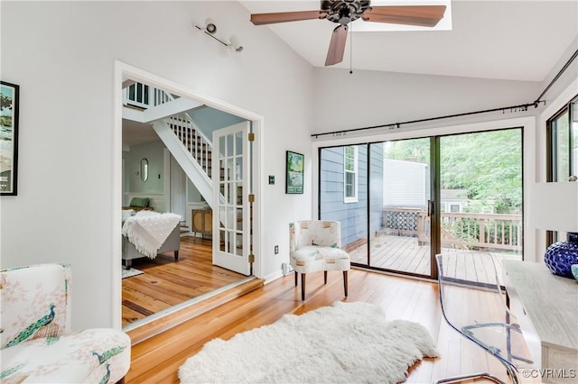 5905 Willow Creek Way, Richmond, VA 23225 - bedroom featuring access to outside, wood finished floors, and high vaulted ceiling