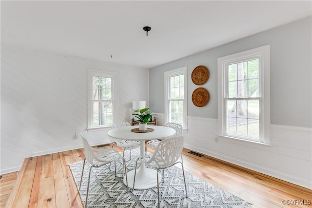 5905 Willow Creek Way, Richmond, VA 23225 - dining space with a wainscoted wall, wood-type flooring, and wood walls