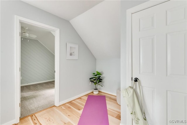 5905 Willow Creek Way, Richmond, VA 23225 - bonus room featuring vaulted ceiling, baseboards, wood finished floors, and a ceiling fan