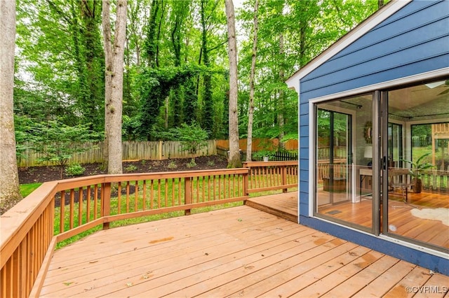 5905 Willow Creek Way, Richmond, VA 23225 - wooden terrace featuring fence and a sunroom