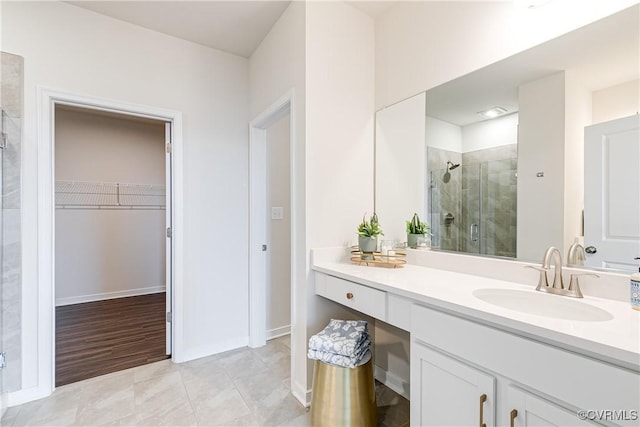 1900 Roseneath Rd Unit 9A, Richmond, VA 23230 - full bath featuring a shower stall, a spacious closet, vanity, and baseboards