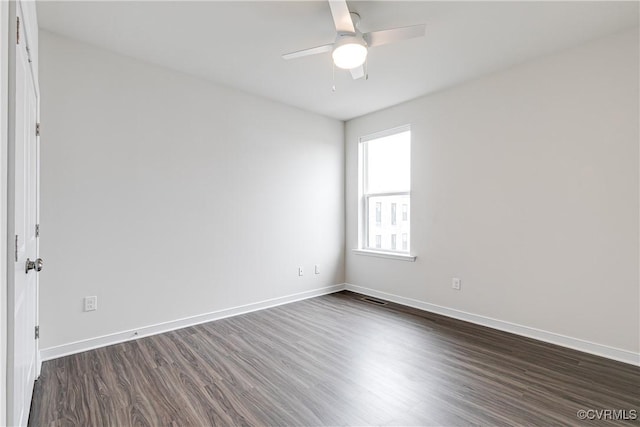 1900 Roseneath Rd Unit 9A, Richmond, VA 23230 - unfurnished room with dark wood-type flooring, baseboards, and a ceiling fan