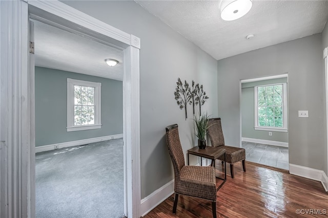 524 Highland Ave, Colonial Heights, VA 23834 - sitting room with baseboards, plenty of natural light, a textured ceiling, and wood finished floors