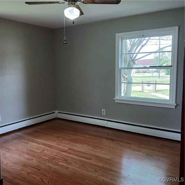 4846 Stanley Dr, Chesterfield, VA 23234 - unfurnished room featuring ceiling fan, wood finished floors, and baseboard heating