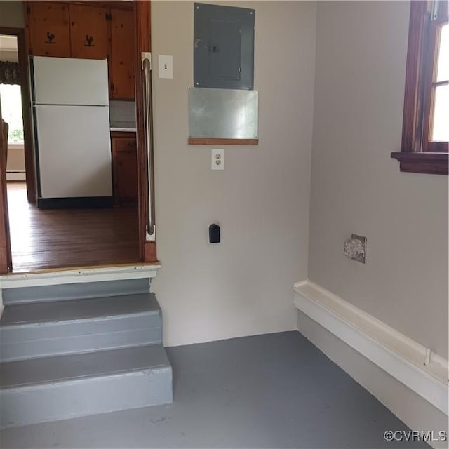 4846 Stanley Dr, Chesterfield, VA 23234 - stairway with electric panel and baseboard heating