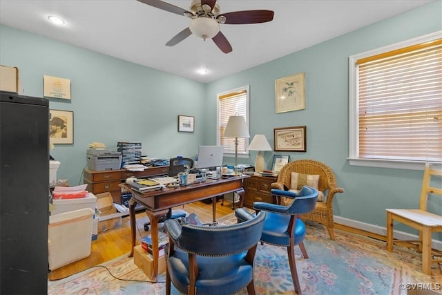 104 Peter Francisco Dr, Hopewell, VA 23860 - office with wood finished floors, ceiling fan, recessed lighting, and baseboards