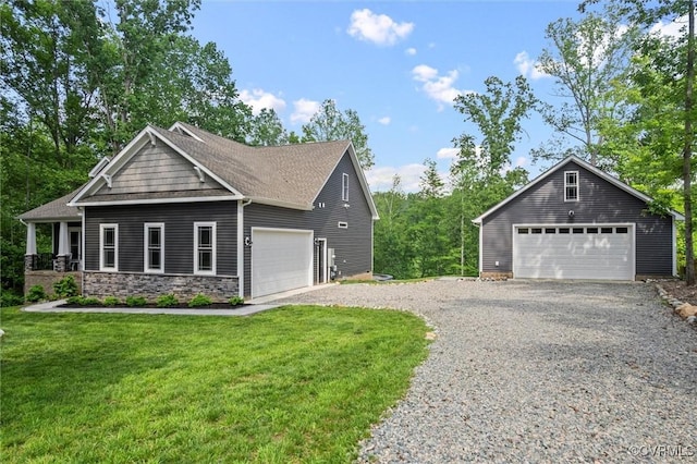 1280 Mill Quarter Rd, Powhatan, VA 23139 - view of front facade with stone siding and a front lawn