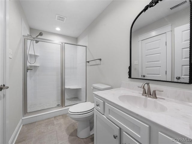 1280 Mill Quarter Rd, Powhatan, VA 23139 - full bath featuring vanity, a shower stall, recessed lighting, and tile patterned flooring