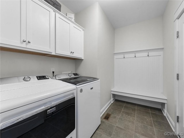 1280 Mill Quarter Rd, Powhatan, VA 23139 - laundry room with separate washer and dryer, cabinet space, and tile patterned floors