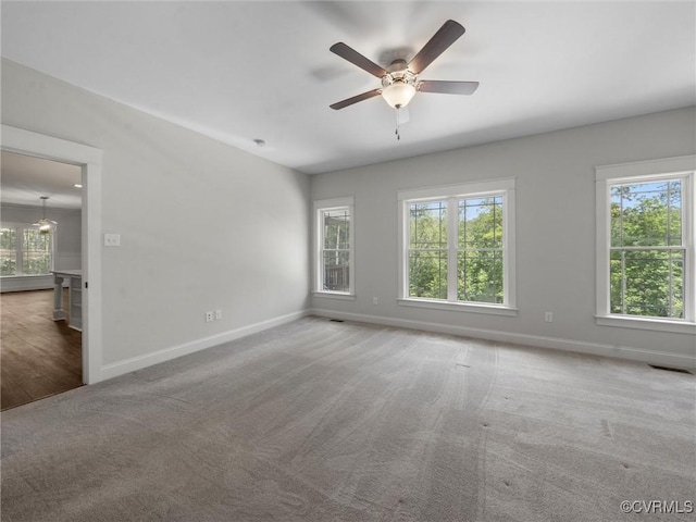 1280 Mill Quarter Rd, Powhatan, VA 23139 - unfurnished room with plenty of natural light, ceiling fan, and carpet
