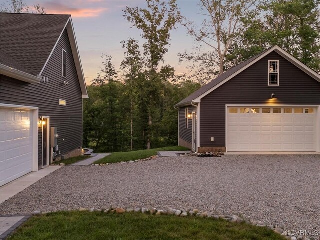 1280 Mill Quarter Rd, Powhatan, VA 23139 - view of garage at dusk