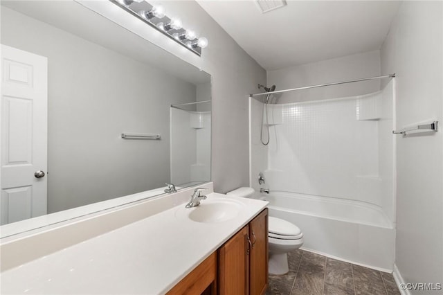 2409 Silver Lake Ter, Midlothian, VA 23112 - bathroom with toilet, vanity, bathing tub / shower combination, and baseboards