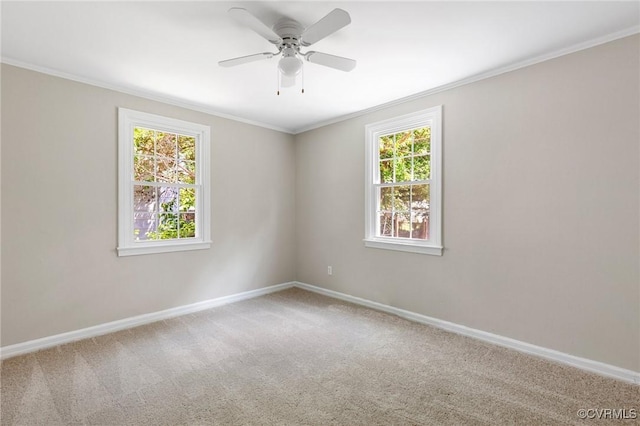 3507 Howard Rd, Henrico, VA 23223 - unfurnished room featuring baseboards, carpet, ornamental molding, and a ceiling fan