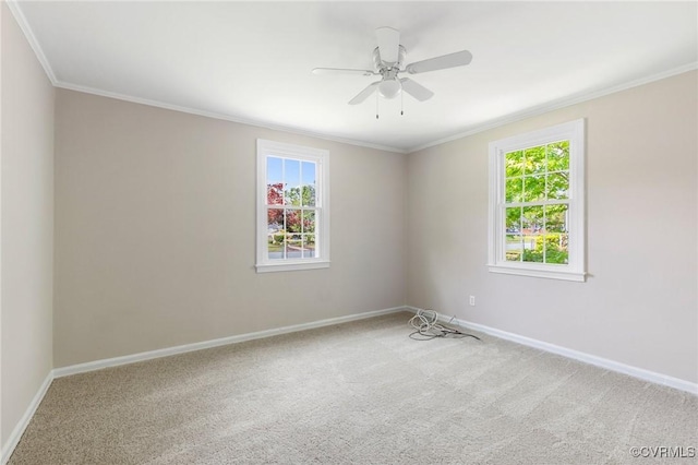 3507 Howard Rd, Henrico, VA 23223 - carpeted empty room with healthy amount of natural light, ornamental molding, baseboards, and ceiling fan