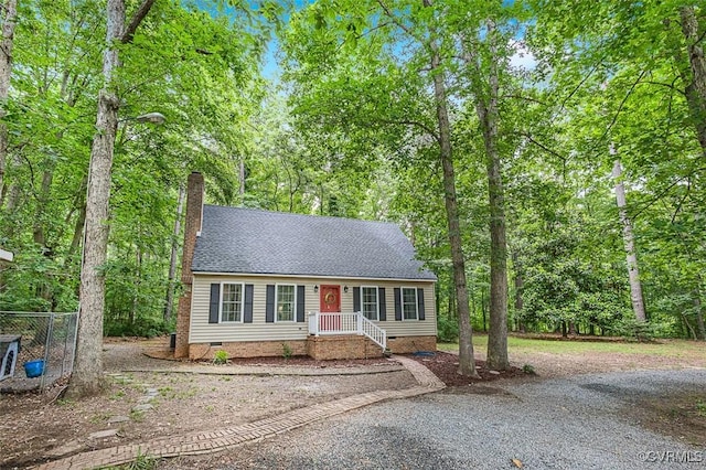 15019 Quaker Church Rd, Montpelier, VA 23192 - view of front of property featuring crawl space, a shingled roof, and a chimney