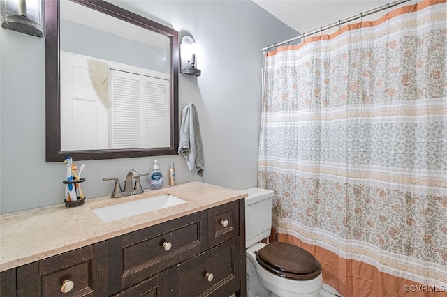 15019 Quaker Church Rd, Montpelier, VA 23192 - bathroom featuring toilet, vanity, and a shower with curtain