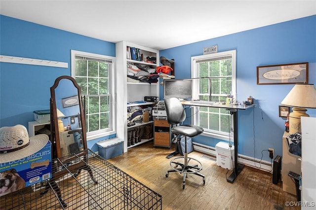 15019 Quaker Church Rd, Montpelier, VA 23192 - office space with wood finished floors, healthy amount of natural light, and a baseboard heating unit