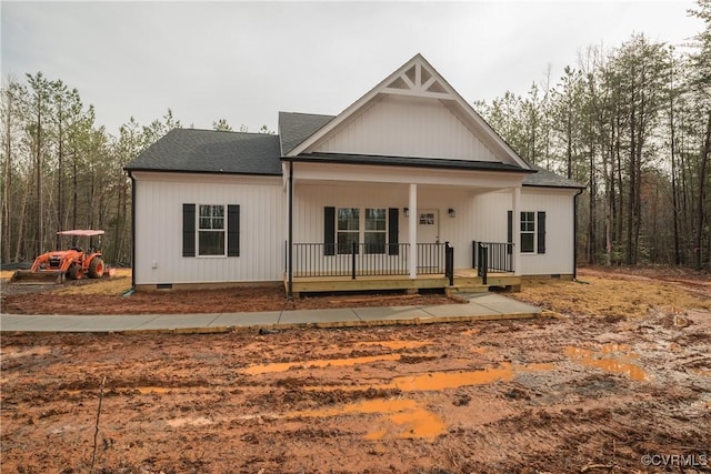 4373 Shannon Hill Rd, Columbia, VA 23038 - view of front of property featuring covered porch, crawl space, and roof with shingles