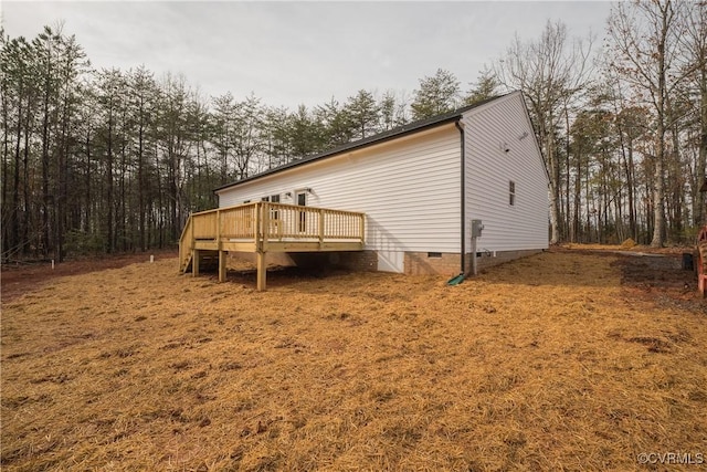 4373 Shannon Hill Rd, Columbia, VA 23038 - view of side of home featuring crawl space and a wooden deck