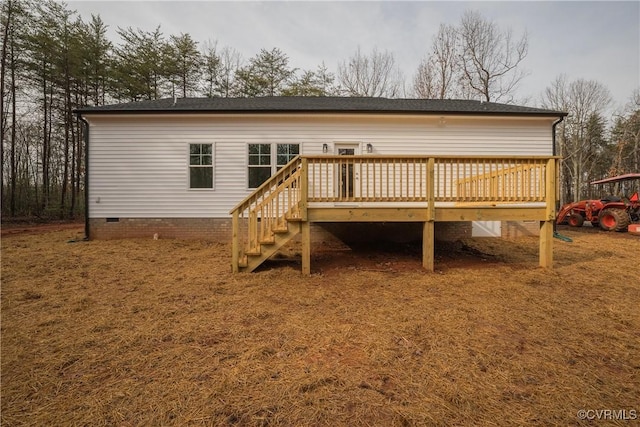 4373 Shannon Hill Rd, Columbia, VA 23038 - rear view of house featuring crawl space, a deck, and stairs