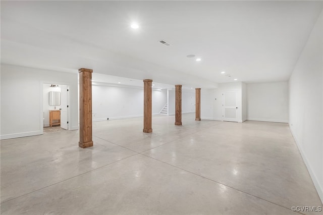3162 Oak Hill Rd, Buckingham, VA 23921 - finished basement featuring baseboards, recessed lighting, and stairway