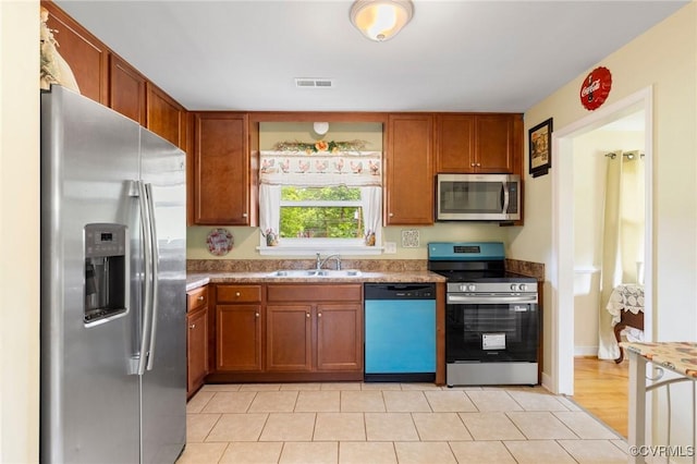 10970 Haverford Ln, North Chesterfield, VA 23236 - kitchen featuring stainless steel appliances, a sink, and brown cabinetry