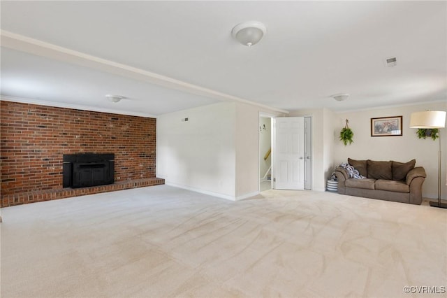 10970 Haverford Ln, North Chesterfield, VA 23236 - unfurnished living room with carpet, baseboards, and a fireplace