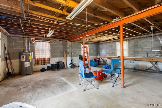 10970 Haverford Ln, North Chesterfield, VA 23236 - basement featuring electric water heater and concrete block wall