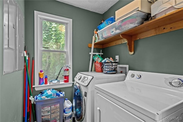 14125 Mountain Rd, Glen Allen, VA 23059 - washroom featuring washing machine and dryer and a textured ceiling