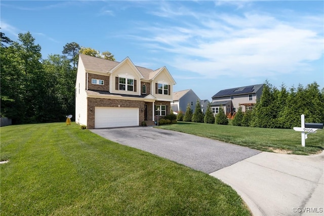 9006 Proctors Run Ct, Chesterfield, VA 23237 - traditional-style home featuring driveway, an attached garage, brick siding, and a front yard