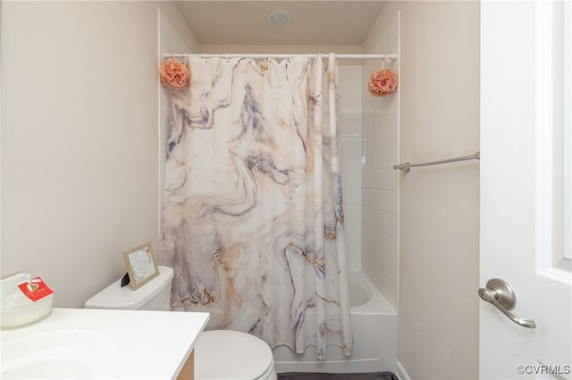 9006 Proctors Run Ct, Chesterfield, VA 23237 - bathroom featuring toilet, vanity, and shower / bathtub combination with curtain